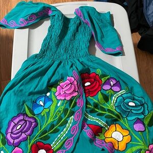 Vibrant Floral Embroidered Dress